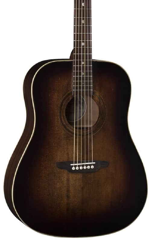 Luna Art Vintage Dreadnought Cutaway Acoustic-Electric Guitar Distressed Vintage Brown image 1