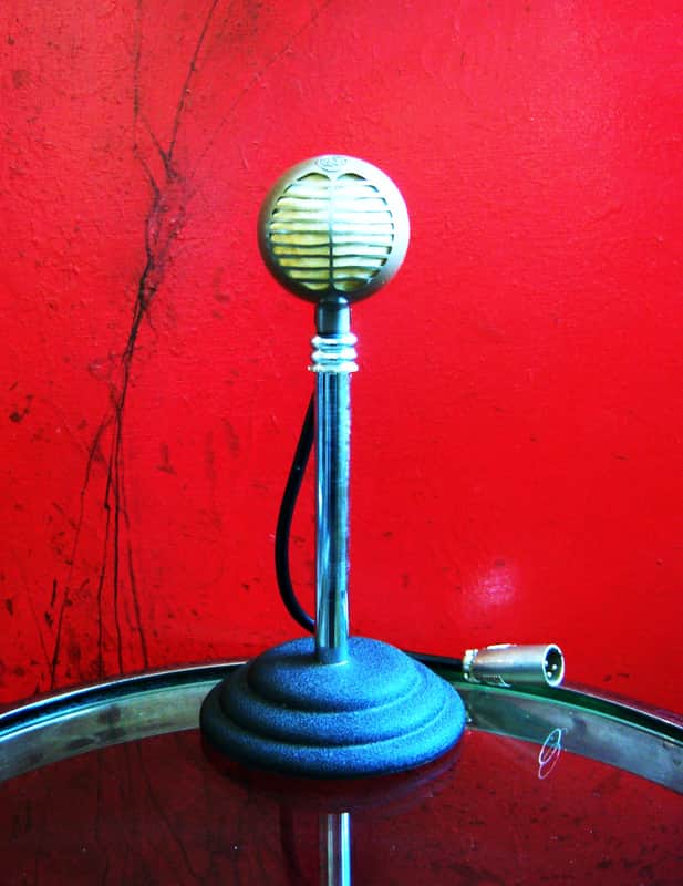 Vintage 1940's RCA MI-12017 dynamic microphone High Z w cable & Snyder DM-1 stand prop display image 1