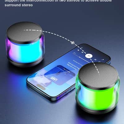 Mini Bluetooth Speaker with TWS Stereo Pairing, Enhanced Bass, LED Lights & Rechargeable Battery, Compact Wireless Speaker image 4