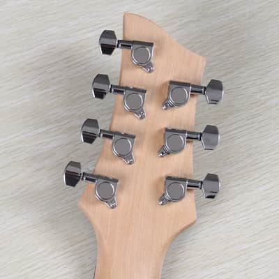 Metallic Blue 7 String Fanned Fret Custom Guitar, Solid Basswood Body with Maple Neck image 4