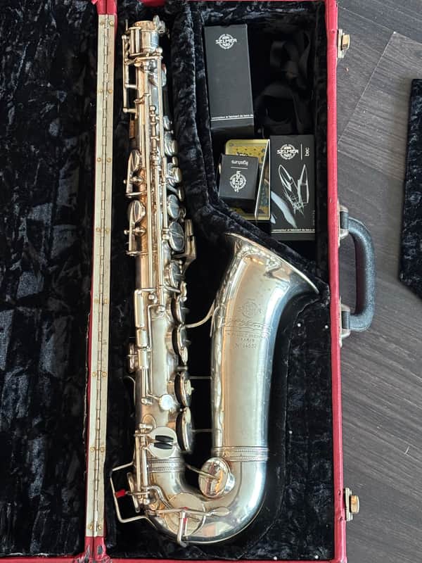 1931 Selmer Paris "Cigar Cutter" Super Sax Alto Saxophone, Silver Plate image 1