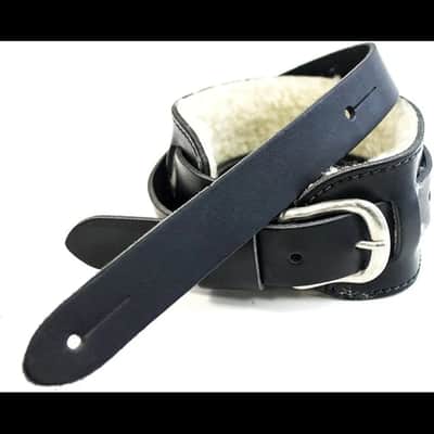 LeatherGraft Genuine Leather Vintage Buckle Front Sheepskin Back Shoulder Pad Guitar Strap - For all Electric, Acoustic, Classical and Bass Guitars Black newvintagesheepskinblack - Black image 4