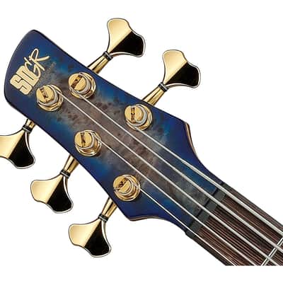 Used Ibanez SR2605LCBB SR Premium 5-String Bass w/Bag - Cerulean Blue Burst image 4