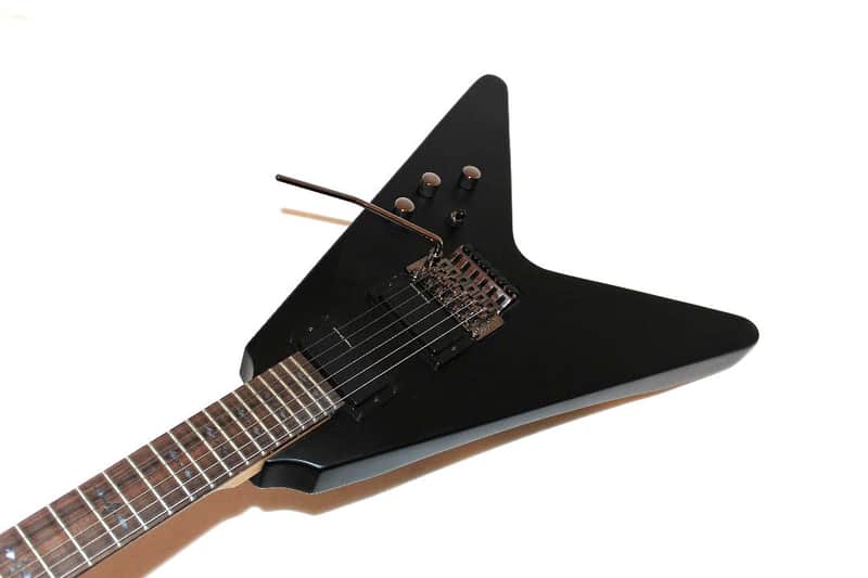 Schecter Demon V-1 Custom FR Black Flying V Electric Guitar | Reverb