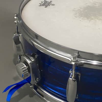 1960s Vintage 14” Snare Drum Tempro MIJ Japan Blue Oyster Pearl Custom Restored Super Rare Made in Japan image 10