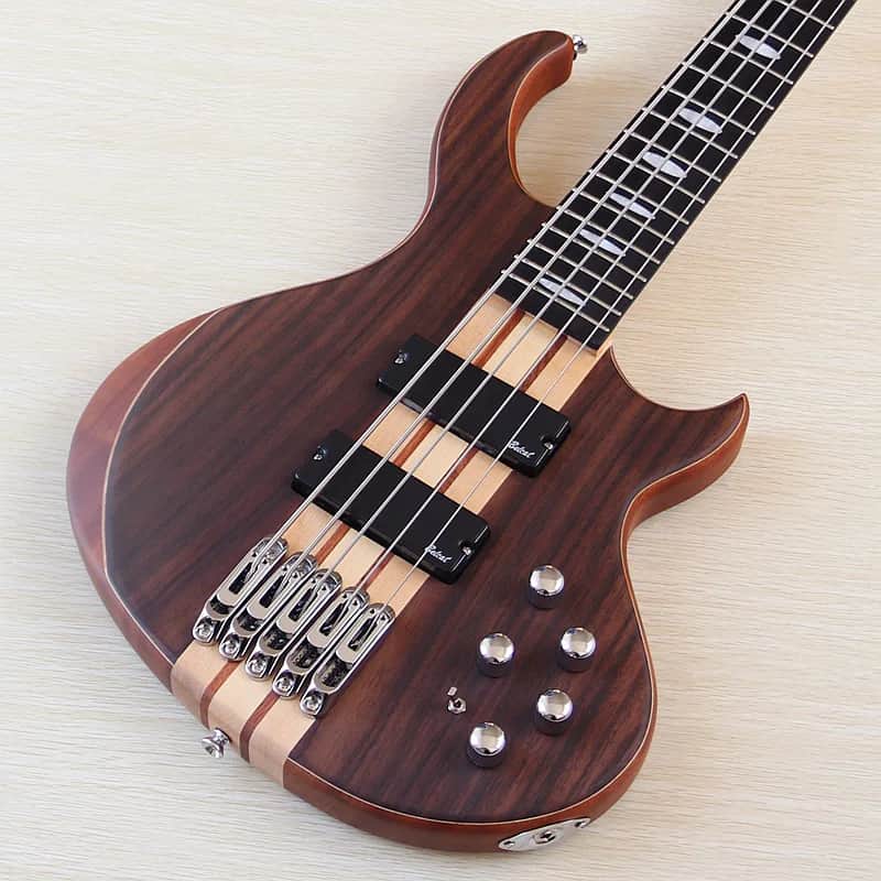 Rosewood Top 5 String Electric Bass, Okoume Wood Body, Maple Neck Through image 1