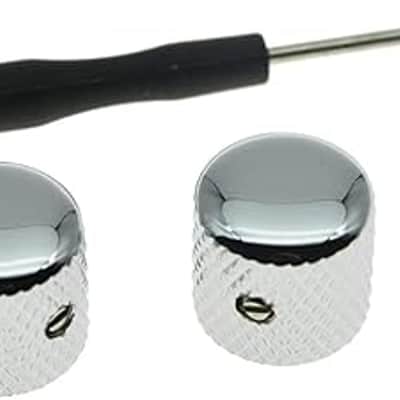 Set of 2 Chrome Metal Guitar Dome Knobs Bass Knob with Set Screw for Telecaster/Tele Guitar image 1