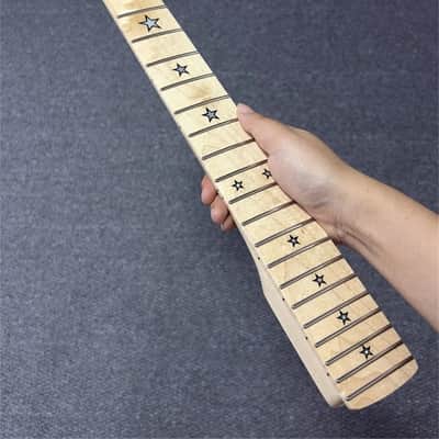 22fret DIY Maple natrual gloss electric guitar neck star inlay replace image 4