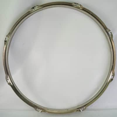 Ludwig 14"NOB 8-Lug BRASS Triple-Flange Snare/Floor Tom Drum Rim/Hoop Nickel WFL image 6