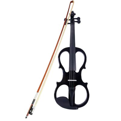 Full Size 4/4 Black Electric Silent Violin Kit – Beginner Student Set with Case, Bow, Rosin, Headphones & Cable – Practice Anywhere Without Disturbing Others image 5