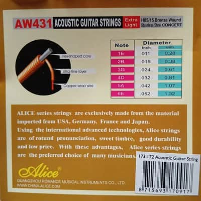 Alice Acoustic Guitar String 3 Set Bundle Bronze Steel .011 - .052 image 3