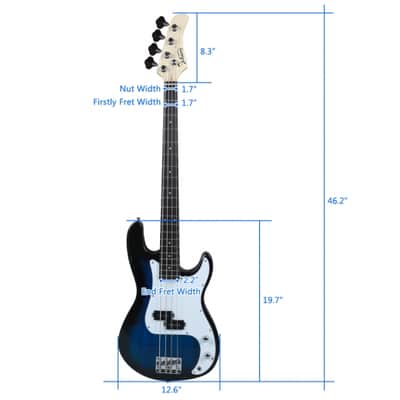 Glarry GP Blue 4 String Bass Guitar w/ 20W Amplifier image 8