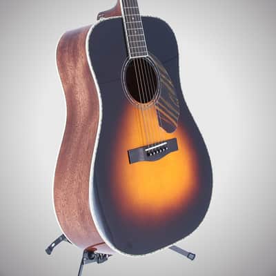 Fender Certified Pre-Owned PD-220E Dreadnought, Ovangkol Fingerboard, 3-Color Vintage Sunburst (Q11) (05718) image 4