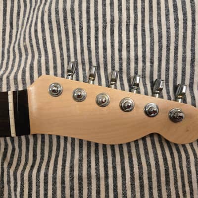 2026 Warmoth Telecaster Neck, Stainless Jumbo Frets LEVELED with Gotoh Tuners INCLUDED, Tusq XL nut cut by Luthier,  VERY Dark Rosewood fretboard, Modern, 59 roundback, 1 11/16" 43mm nut, 9.5" radius. image 5