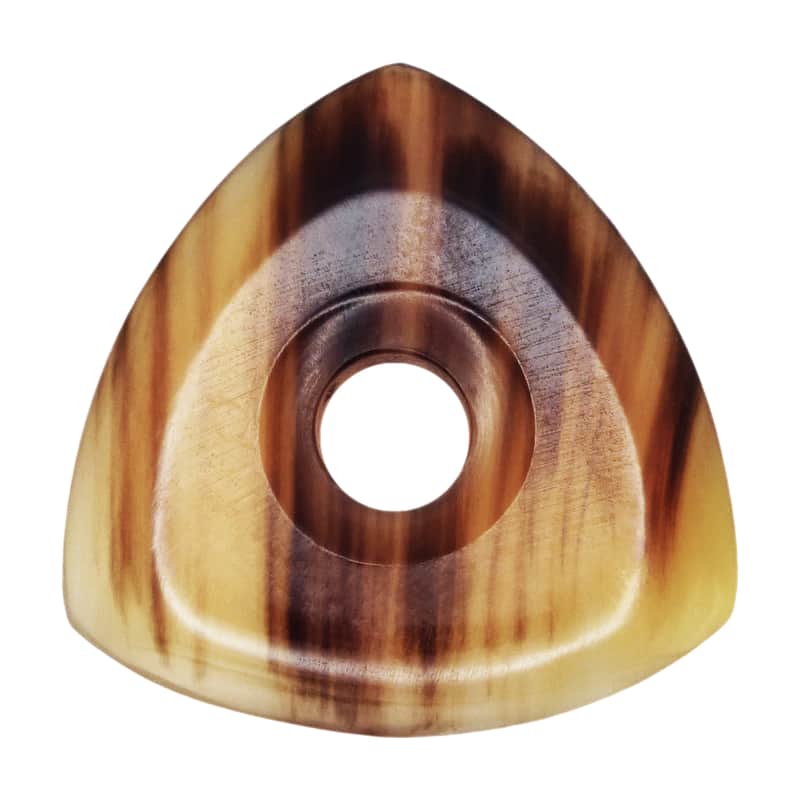 Black And White Buffalo Horn Guitar Or Bass Pick - 4.0 mm Ultra Heavy Gauge - 346 Contoured Triangle With Grip Hole Shape - Polished Finish Handmade Specialty Exotic Plectrum - 1 Pack image 1