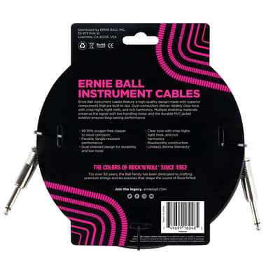 Ernie Ball Classic Instrument Cable Straight/Straight 20 Feet, Black #P06046 image 2
