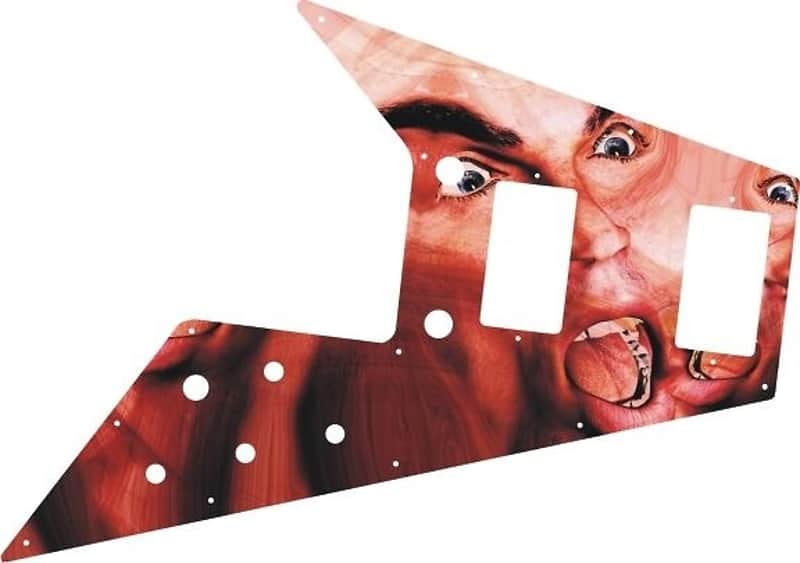 Pickguard Pick Guard Scratchplate Graphical Gibson Flying V Guitar Creepy Face image 1
