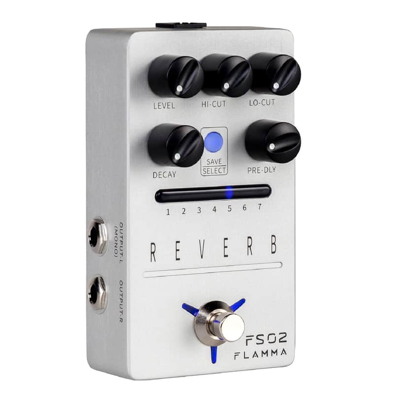 FLAMMA FS02 Reverb Pedal Stereo Guitar Effects with 7 Storable Preset Slots 7 Reverb Effects Room Hall Church Cave Plate Spring Mod True Bypass Trail On image 1