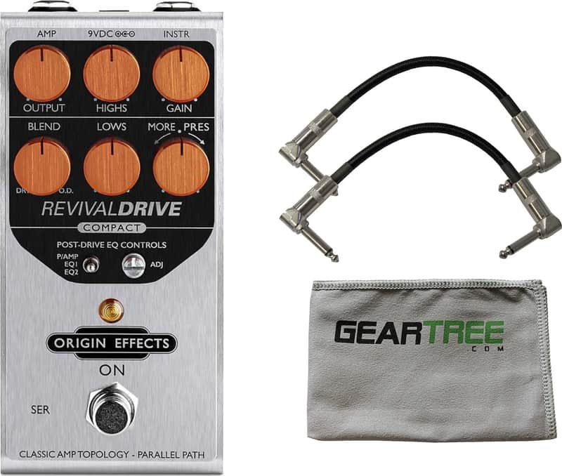 Origin Effects RevivalDRIVE Compact Overdrive Pedal w/ 2 Patch Cables and Cloth image 1