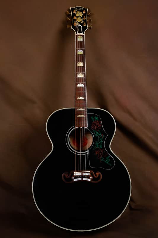 Gibson SJ-200 Rose Custom Acoustic Guitar Black J-200 | Reverb
