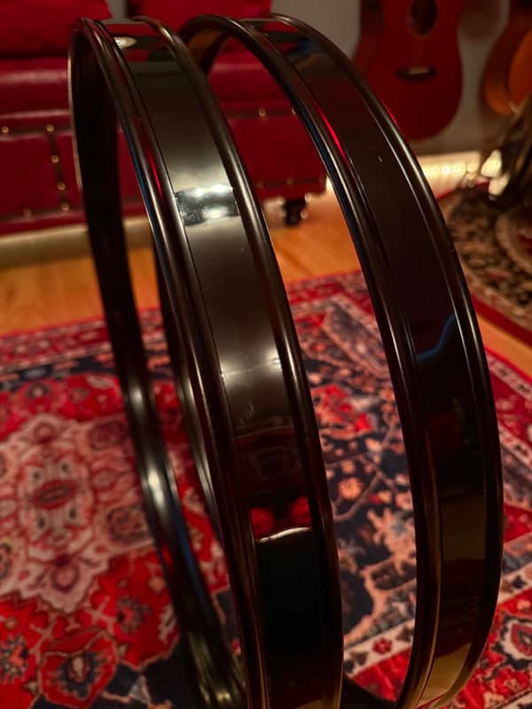 Pair of 20" Metal Bass Drum Hoops - Black w/ Black Inlay image 1