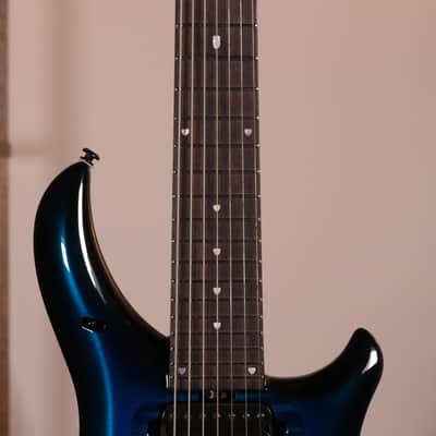 MusicMan Majesty 7 John Petrucci Signature Electric Guitar - Ebony Fingerboard, Titan Blue image 5
