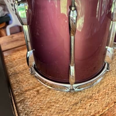 Vintage Pearl Export Series 8" and 10" Toms w/ Long Lugs & Purple-ish Wrap 1990's image 9