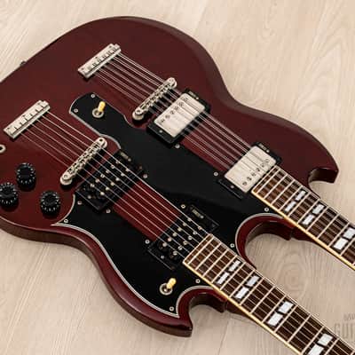 1990s Burny RSG-140 Vintage Double Neck SG, 6 & 12 String Guitar Cherry w/ Case & Tags, Japan image 9