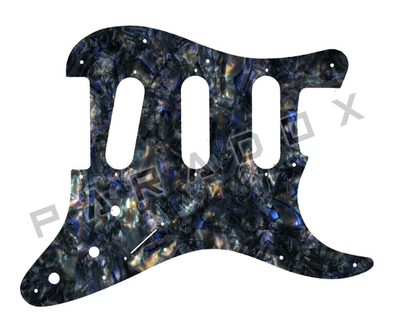 Custom Pickguard For 2000 - Present Made in America Fender Stratocaster Oversized Template with Burns Tri-Sonic Pickups - Black Abalone/White/Black/White .090" image 1