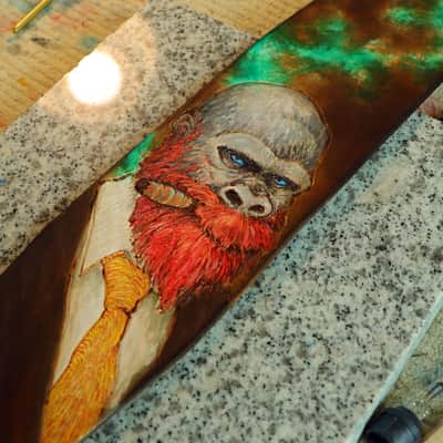 burnyblack wide guitar strap leather - Vincent gorilla brown/green image 12