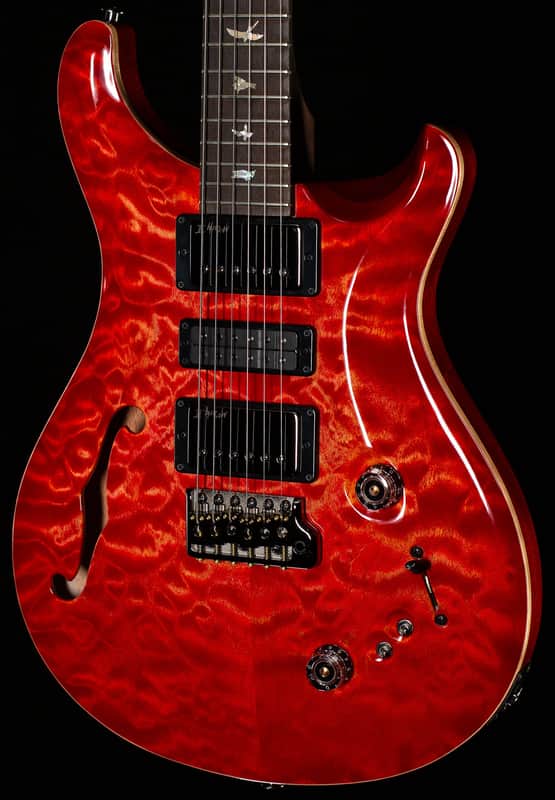 PRS Wood Library Willcutt Exclusive Special Semi-Hollow Brazilian Quilt 10 Top Blood Orange (521) image 1