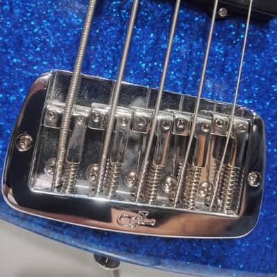 G&L USA JB-5 2017 - Unlined Fretless Quartersawn Neck Blue Metal Flake image 12