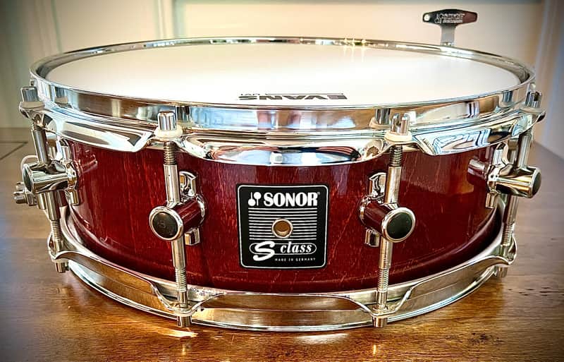 Sonor S-Class 14x5” Maple Snare Drum in Burgundy Gloss Grain Lacquer Finish image 1