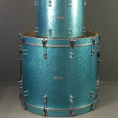 C&C Custom Drum Set Cardwell Drums USA Order Made 10/14/22 CC Rock Kit Turquoise Sparkle American Maple Shells Tube Lugs image 23
