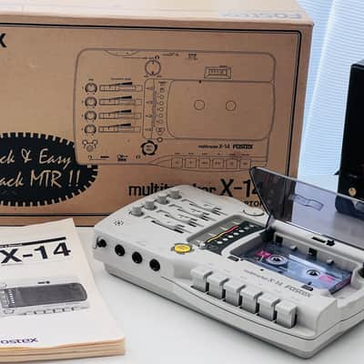 Serviced Fostex X-14 1990s 4-track cassette recorder with original box, manual, and vintage tape image 2