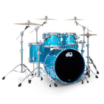 DW DWe 5pc Complete Electronic/Acoustic Drum Set Laser Blue Metallic image 5