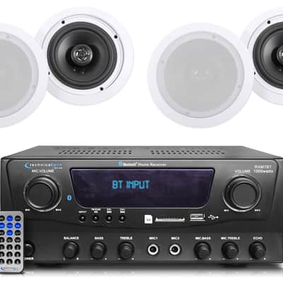 Technical Pro RXM7BT Home Receiver Bluetooth Amplifier+(4) 6.5" Celing Speakers image 1
