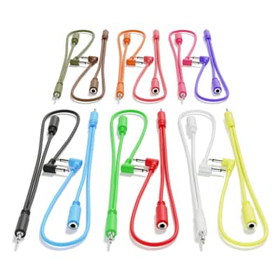 ExcelValley [12-Pack | 30 cm - 11.81"] Right Angle Hopscotch Mono Splitter Y Patch Cables TS 3.5mm 1/8" Eurorack Synth image 1