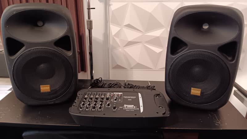 Monoprice Compact 130-Watt RMS 8-channel PA System with Two 10-inch Speakers USED ONCE image 1