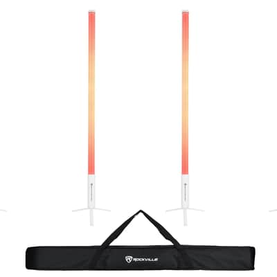 Rockville 4x ROCK SABER White Wireless DMX DJ Battery Tube Lights+Stands+Bag image 11