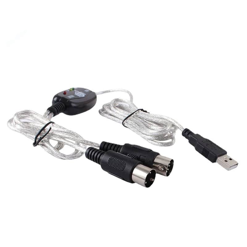 Midi to USB Cable Adapter, USB to MIDI Cable 2 in 1 Keyboard Synthesizer Drum for Editing Recording Professional MIDI Adapter Cord with Windows/Mac for Studio image 1