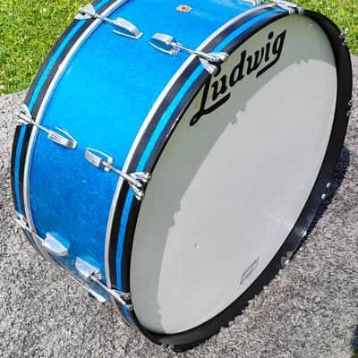 60's Ludwig 28" x 10" Blue Sparkle Orchestral/Concert/Marching Bass Drum image 4