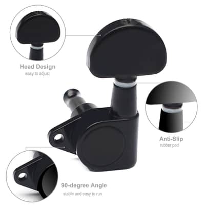 3L3R Guitar tuner pegs,Straight Sealed-gear Guitar Sealed Fan-shaped Tuning Pegs Tuner Machine Heads for Acoustic Electric Guitar Guitar Parts (Black) image 2