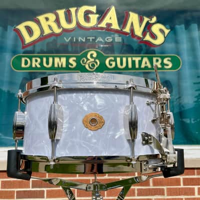 Slingerland Gene Krupa Limited Edition Radio King 6.5x14 Solid Maple Snare Drum White Marine Pearl image 1