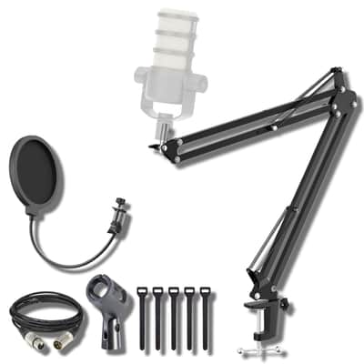 StreamEye Boom Arm Mic Stand with Desktop Mount, Detachable Clip, Professional Grade XLR Cable, Microphone Pop Filter and Cable Ties image 1