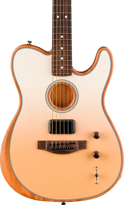 Fender FINNEAS Signature Acoustasonic Player Telecaster Acoustic-Electric Guitar, Solid Spruce Top, Cappuccino Fade