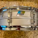 Ludwig No. 404 Acrolite 5x14" 8-Lug Aluminum Snare Drum with Pointed Blue/Olive Badge 1969 - 1979 - Matte Aluminum