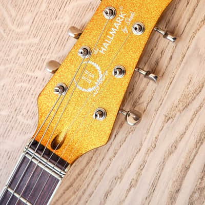 2005 Hallmark Stradette Semi-Hollowbody Electric Guitar Gold Sparkle Mosrite w/ohc image 4