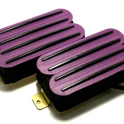 Dragonfire Quad Rail Humbuckers, Hot Overwound 23K Rails Pickup Set ~ Purple with Black Rails image 3
