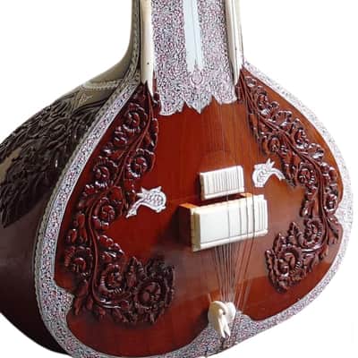 Sitar Gulab Patta Indian Brown Sitar 7 Main String 13 Vibration With Bag Musical Instruments Gift For Professional Player and Beginners image 5